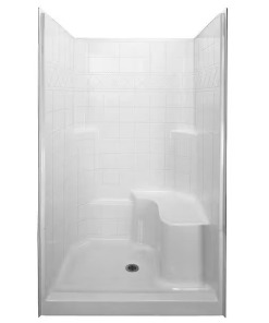 Basic 48 In. X 36.75 In. X 79.5 In. Alcove 3-piece Shower Kit With Shower Wall And Shower Pan In White, Rh Seat