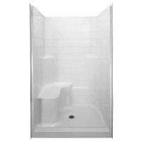 Basic 48 In. X 36.75 In. X 79.5 In. Alcove 3-piece Shower Kit With Shower Wall And Shower Pan In White, Lh Seat