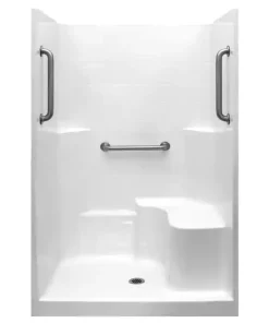 Liberty 37 In. X 48 In. X 80 In. Acrylx 1-piece Shower Kit With Shower Wall And Shower Pan In White, 3 Loose Grab Bars