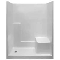 Basic 60 In. X 36 In. X 77 In. Acrylx 1-piece Right Low Threshold Shower Wall And Shower Pan In White With Right Seat