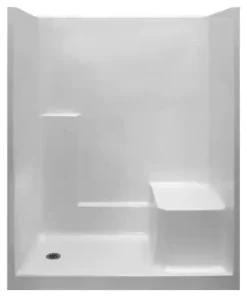 Basic 60 In. X 36 In. X 77 In. Acrylx 1-piece Right Low Threshold Shower Wall And Shower Pan In White With Right Seat